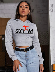 GXVNA Grey Lace Up Back Cropped Hoodie