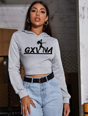 GXVNA Grey Lace Up Back Cropped Hoodie
