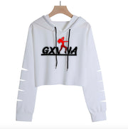 GXVNA White Cut-Out Drawstring Hoodie